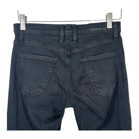 Current/Elliot The Fling Washed Black Destroy Boyfriend Black Jean Women Size 23 - Picture 6 of 11